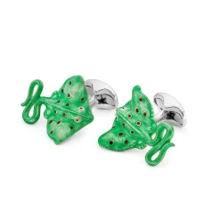 Sterling Silver Green and Red Stingray Cufflinks