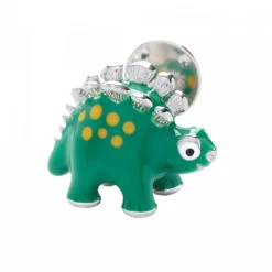 Sterling Silver Green Dinosaur Lapel Pin