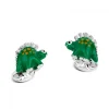 Sterling Silver Green Dinosaur Cufflinks