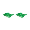 Sterling Silver Green Enamel Seashell Cufflinks