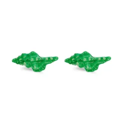Sterling Silver Green Enamel Seashell Cufflinks