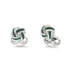Sterling Silver Green Enamel Knot Cufflinks