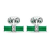 Sterling Silver Green Enamel & White Spinel Centre Bar Cufflink