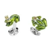 Sterling Silver Green Frog With Crown Cufflinks