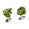 Sterling Silver Green Frog Cufflinks