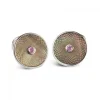 Sterling Silver Grey Mother-of-Pearl Cufflinks with a Pink Sapphire Ge