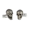 Sterling Silver Grey Skull Cufflinks with Diamond Eyes