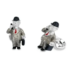 Sterling Silver Grey Suit Businessman Cufflinks