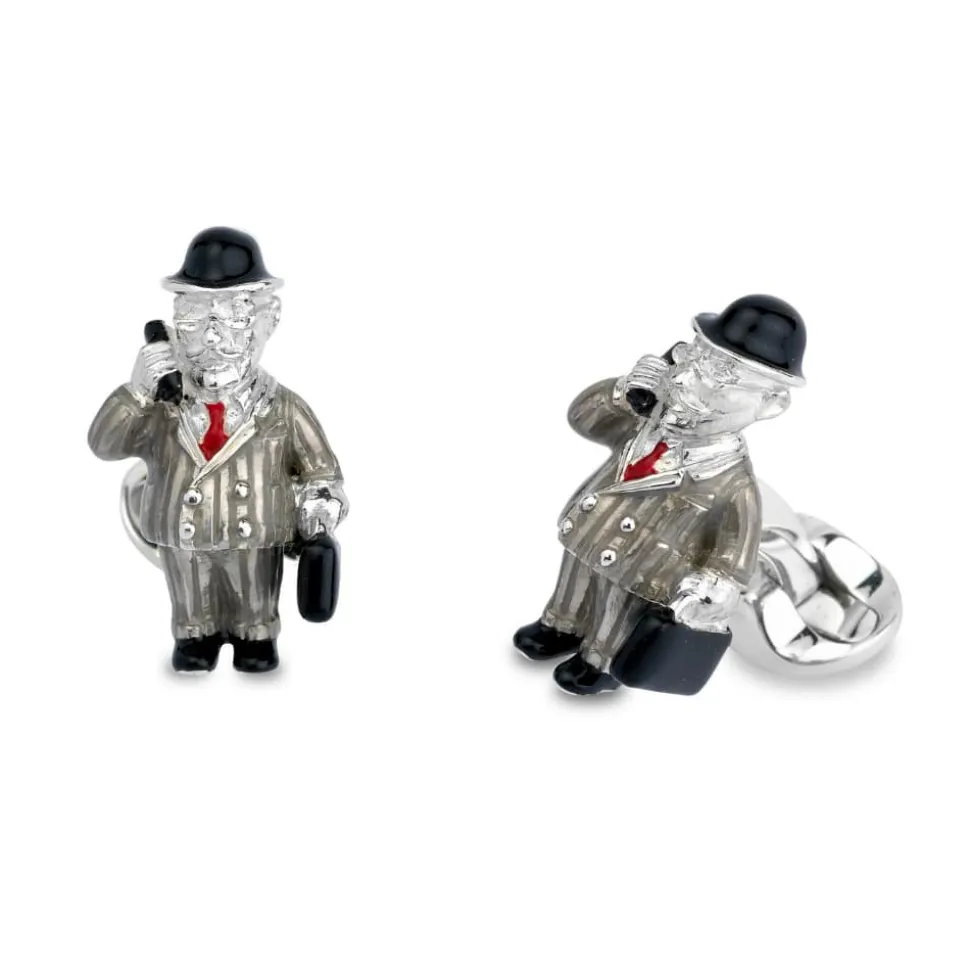 Sterling Silver Grey Suit Businessman Cufflinks