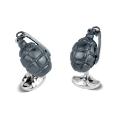 Sterling Silver Hand Grenade Cufflinks