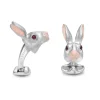 Sterling Silver Hare Cufflinks with Ruby Eyes and Pink Ears
