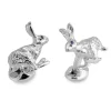 Sterling Silver Hare Cufflinks With Sapphire Eyes