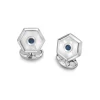 Sterling Silver Hexagonal Cufflinks with White Mother-of-Pearl and Sap