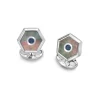 Sterling Silver Hexagonal Cufflinks with Grey Mother-of-Pearl and Sapp
