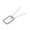 Sterling Silver ID Tag Pendant With Black Spinel Border