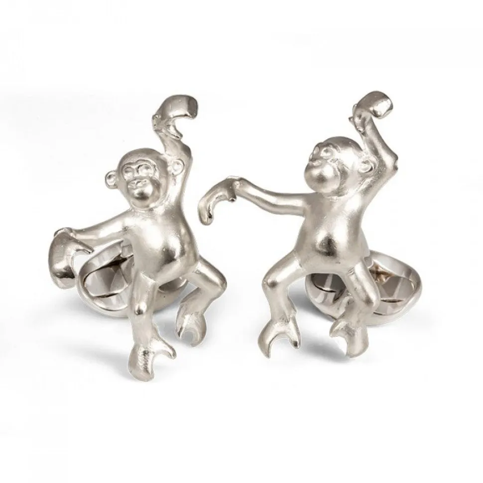 Sterling Silver 'James' Dancing Monkey Cufflinks