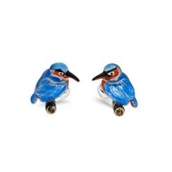 Sterling Silver Kingfisher Enamelled Cufflinks