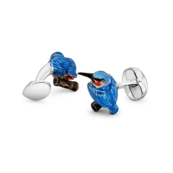 Sterling Silver Kingfisher Enamelled Cufflinks