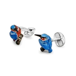 Sterling Silver Kingfisher Enamelled Cufflinks