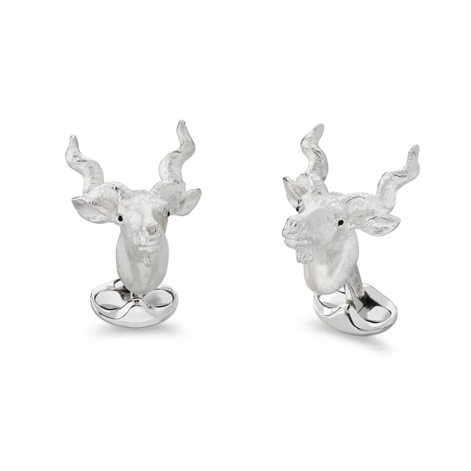 Sterling Silver Kudu Deer Cufflinks