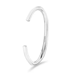 Sterling Silver Ladies Facetted Bangle