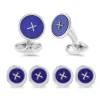 Sterling Silver Lapis Lazuli Dress Stud Set With Gold Stitch