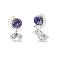 Sterling Silver Lapis Lazuli Bead Globe Cufflinks