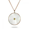 Sterling Silver Large Pendant with White Mother-of-Pearl and Yellow Sa