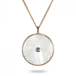 Sterling Silver Large Pendant with White Mother-of-Pearl and an Aquama