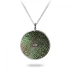 Sterling Silver Large Pendant with Grey Mother-of-Pearl and Pink Sapph
