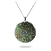 Sterling Silver Large Pendant with Grey Mother-of-Pearl and Blue Sapph