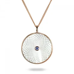 Sterling Silver Large Pendant with White Mother-of-Pearl and Blue Sapp