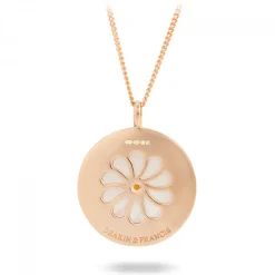 Sterling Silver Large Pendant with White Mother-of-Pearl and Pink Sapp