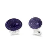 Sterling Silver Large Purple Enamel Bubble Cufflinks