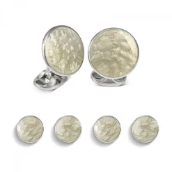 Sterling Silver Light Grey Haze Enamel Dress Stud Set