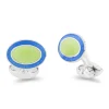 Sterling Silver Lime Green And Sky Blue Cufflinks