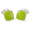 Sterling Silver Lime Green Enamel Cufflinks