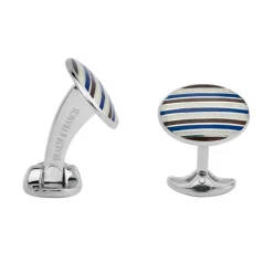 Sterling Silver Maroon Red & Navy Blue Enamel Cufflinks