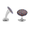 Sterling Silver Maroon Red with Royal Blue Spot Cufflinks