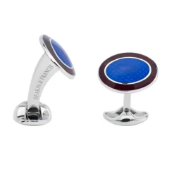 Sterling Silver Maroon Red & Royal Blue Enamel Cufflinks