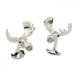 Sterling Silver Moose Head Cufflinks