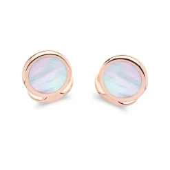 Sterling Silver Mother-of-Pearl Inlay Cufflinks In Rose Gold