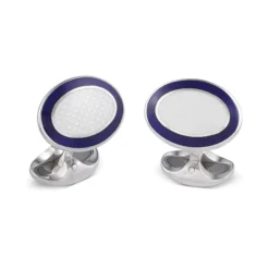 Sterling Silver Navy Blue Enamel Cufflinks