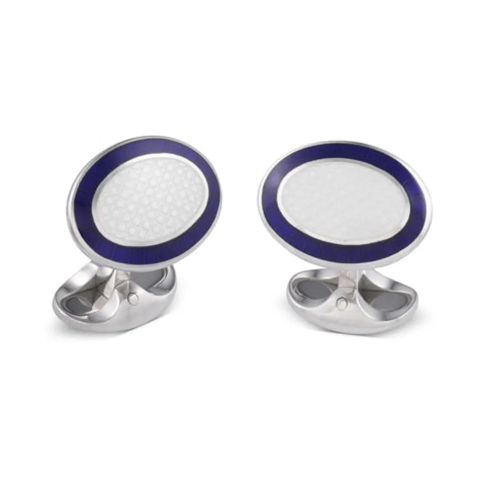 Sterling Silver Navy Blue Enamel Cufflinks