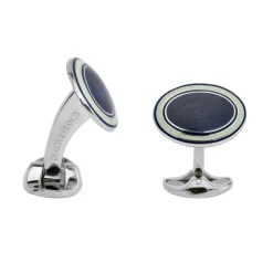 Sterling Silver Navy Blue, Clear & Purple Enamel Cufflinks