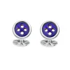 Sterling Silver Navy Blue Button Cufflinks
