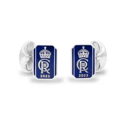 Sterling Silver Oblong Enamel Coronation Cufflinks