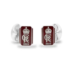 Sterling Silver Oblong Enamel Coronation Cufflinks - Red Cufflinks