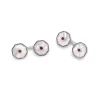 Sterling Silver Octagonal Cufflinks with Mother-of-Pearl and Ruby