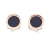 Sterling Silver Onyx Inlay Cufflinks In Rose Gold